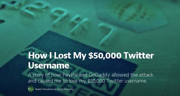 Sottratto account Twitter da 50 mila Dollari